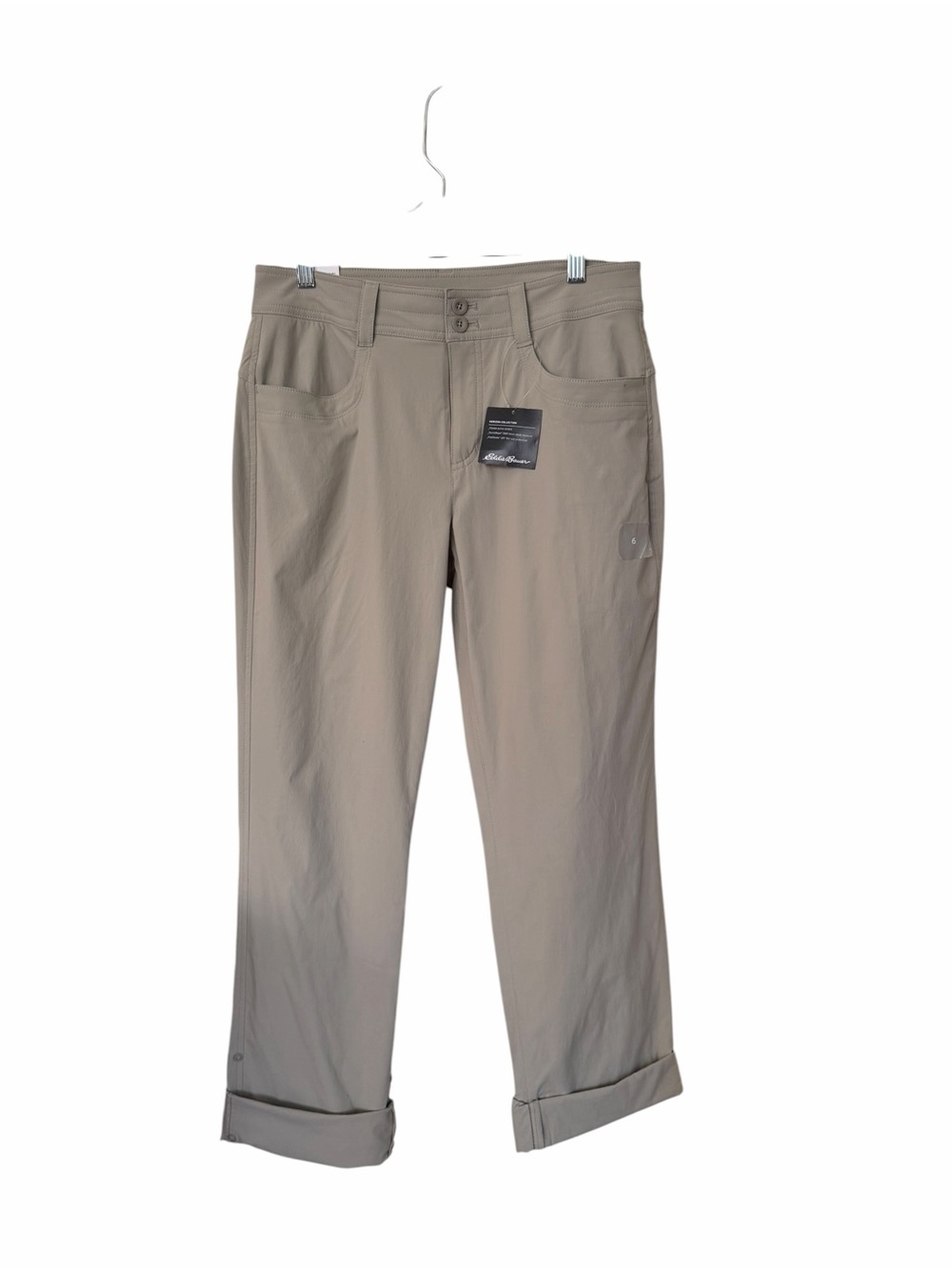 Eddie Bauer Sightscape Horizon Convertible Roll-Up Stone Cropped Pants NWT 6